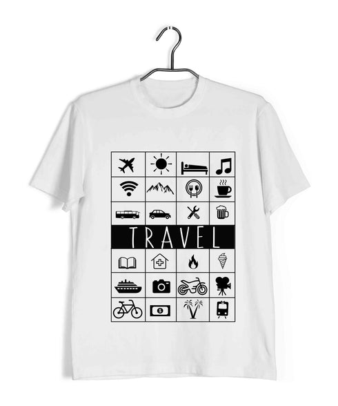 Wanderlust Travel Travel TRAVEL ICONS Custom Printed Graphic Design T-Shirt for Men